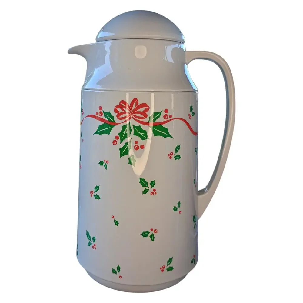 VTG 1992 Corelle Compatibles Winter Holly 1 Quart Thermal Server Coffee Carafe